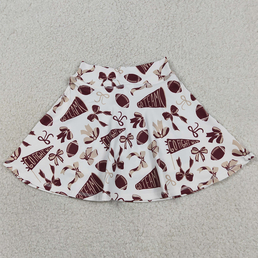Baby Girls Skirts Dark Red Bows Go Team Yoga Skirt Shorts Bottom GLK0139