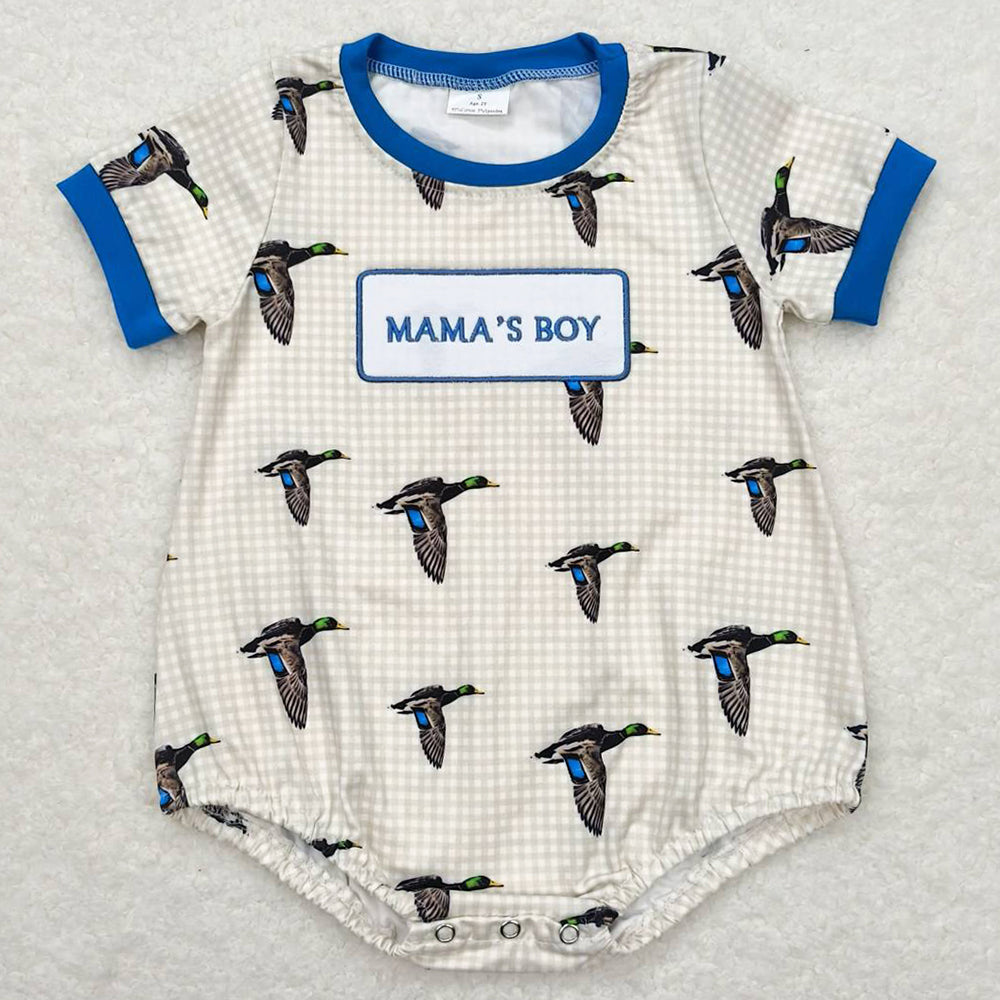 Baby Infant Boys Romper Mama's Boy Duck Short Sleeve Rompers SR1377