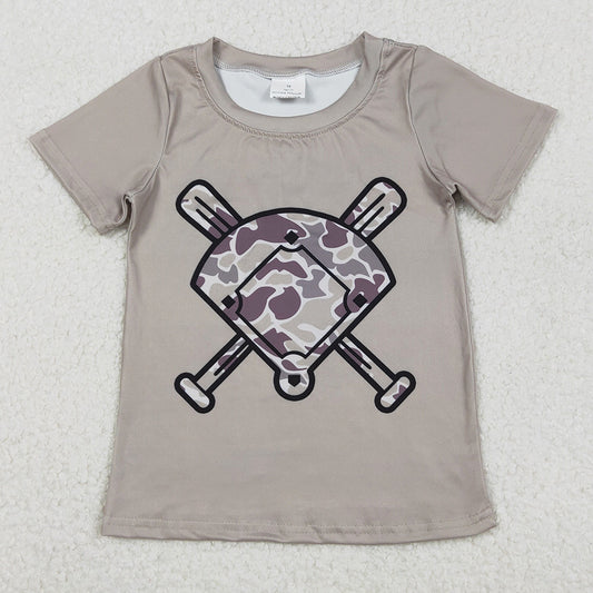 Baby Boys T-shirts Grey Camo Baseball Short Sleeve Team T-shirts BT1417 11.15