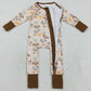 Baby Boys Rompers Fall Pumpkins Bows Fall Zipper Footie Rompers LR2462 8.16