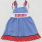 Baby Girls Dress July 4th Flag Embroidery Knee Length Dresses GSD0191