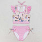 Baby Girls Swimsuits Summer Pink Top Bummie 2pcs Swimsuits S0291