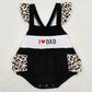 Baby Infant Girls Rompers I Love Dad Black Leopard Ruffle Rompers SR1147