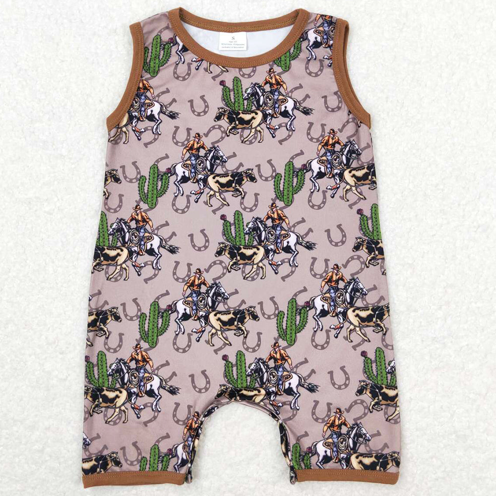 Baby Boys Rompers Western Rodeo Cactus Sleeveless Rompers  SR1101