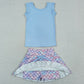 Baby Girls Clothes Blue Vest Mermaid Pockets Skirt Shorts Yoga Active Clothes Sets GSD3775