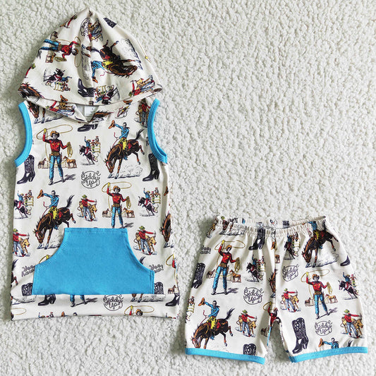 Western Style Baby Boy Clothes Hoodie Set Fashion Kids Clothes Boys Summer Outfits BSSO0061