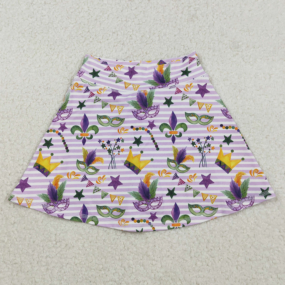 Baby Girls Skirts Mardi Gras Stripe Anchor Masks Yoga Active Skirt Shorts Bottom GLK0167 11.21