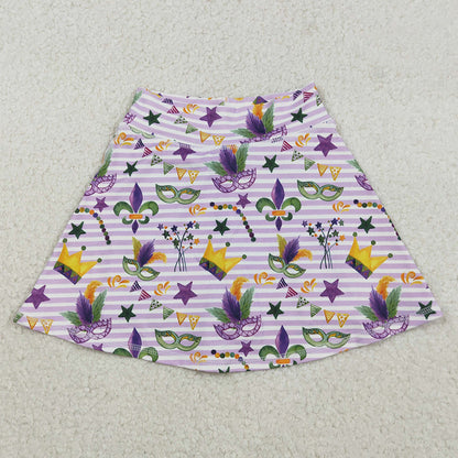 Baby Girls Skirts Mardi Gras Stripe Anchor Masks Yoga Active Skirt Shorts Bottom GLK0167 11.21