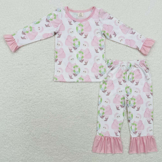 Baby Girls Pajamas Christmas Pink Santa Claus Top Pants Bamboo Pajamas Sets GLP1320