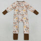 Baby Boys Rompers Fall Pumpkins Bows Fall Zipper Footie Rompers LR2462 8.16