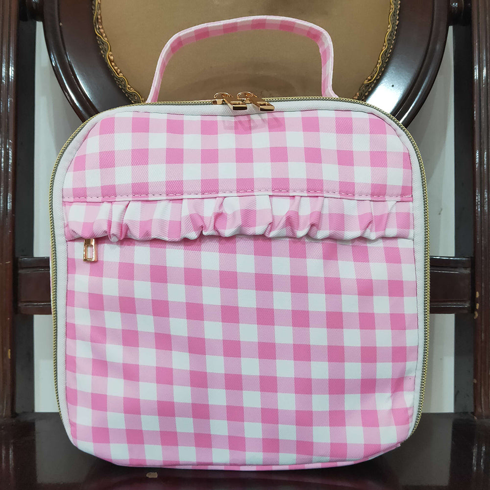 Baby Girls Pink Checkered Lunch Dinnder Picnic Thermal Bags Boxes BA0283
