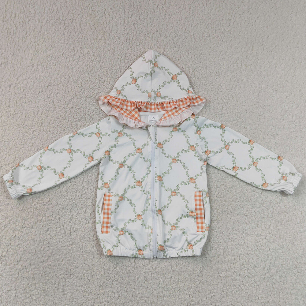 Baby Girls Clothes Flowers Pumpkins Checked Fall Zip Pockets Hoodies Tops GT1662