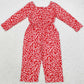 Baby Girls Jumpsuits Red Leopard Long Sleeve Pockets Jumpsuits LR1139