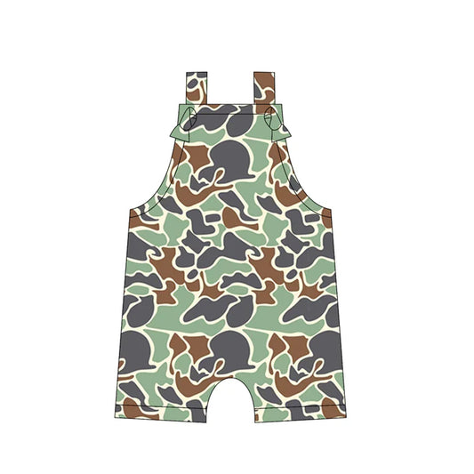 Preorder moq 5 Baby Boys Straps Green Camouflage Rompers 5.12
