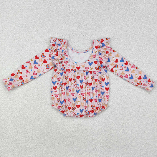 Baby Infant Girls Rompers Valentines Hearts Long Sleeve Rompers LR1917