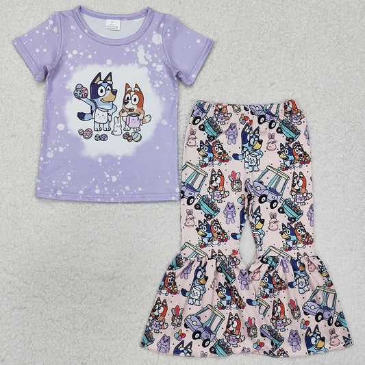 Baby Girls Clothes Dog Easter Rabbits Shirt Bell Pants Clothes Sets GSPO1788