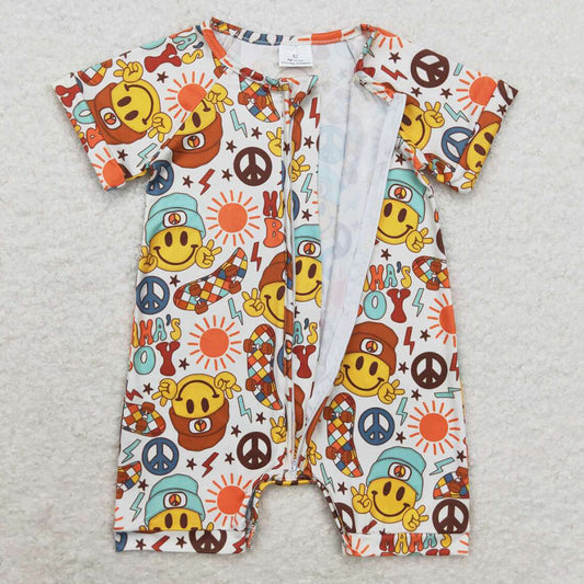 Baby Boys Rompers Mama's Boy Zip Short Sleeve Summer Rompers SR1776