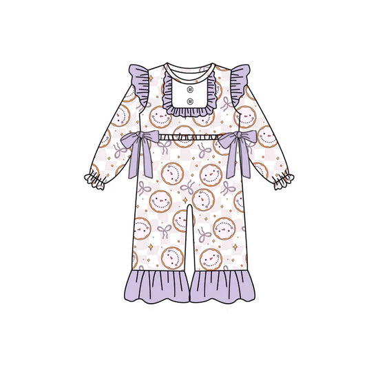 Preorder(moq 5)Baby Girls Purple Smile Bows Ruffle Rompers 8.14