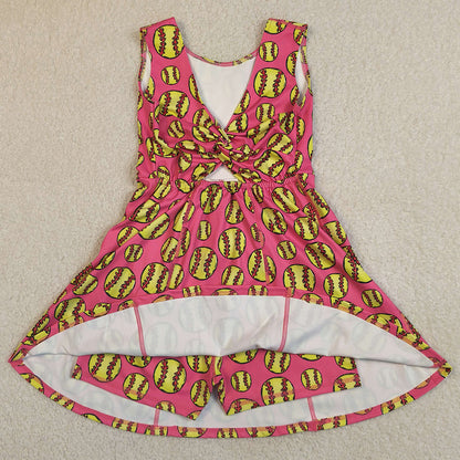 Baby Girls Dress Sleeveless Softballs Yoga Active Shorts Knee Length Dress GSD3800