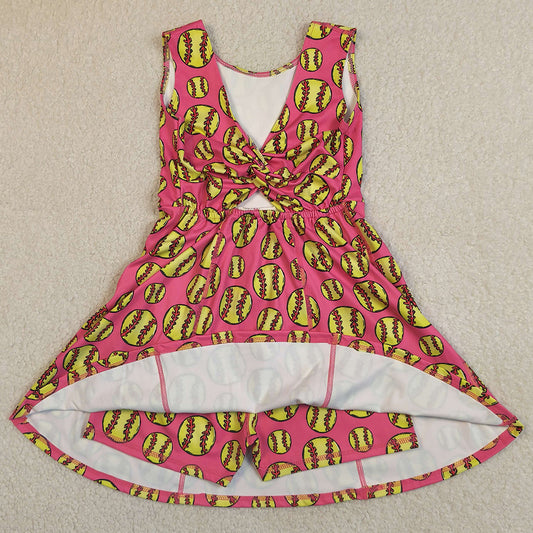 Baby Girls Dress Sleeveless Softballs Yoga Active Shorts Knee Length Dress GSD3800