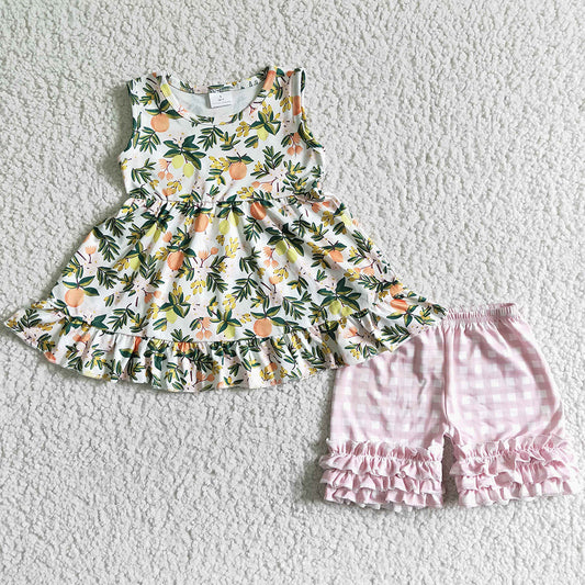 Baby Girls Clothes Lemon Cute Girls Summer Clothing Set Boutique Kids Clothing Outfits GSSO0076