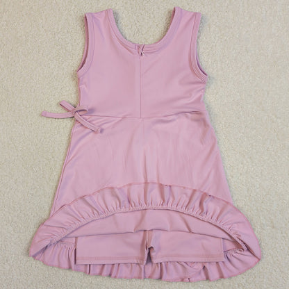 Baby Girls Dress Pink Sleeveless Yoga Active Shorts Ruffle Knee Length Dresses GSD3034
