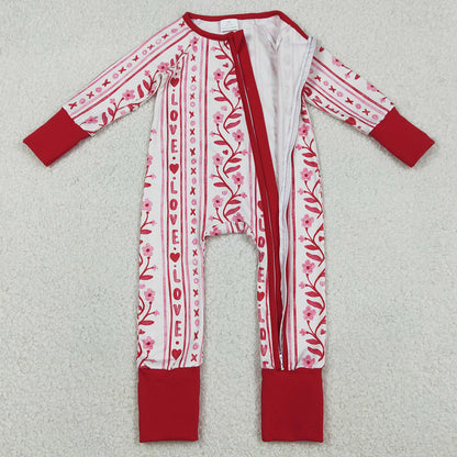 Baby Girls Rompers Hearts Flowers Valentines Two Way Zip Convertible Rompers LR2884 12.23