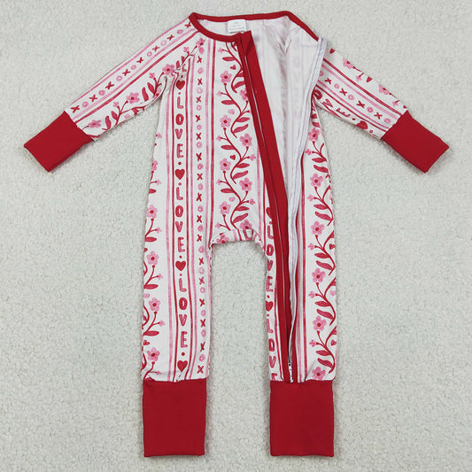 Baby Girls Rompers Hearts Flowers Valentines Two Way Zip Convertible Rompers LR2884 12.23