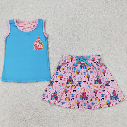 Baby Girls Clothes Castle Princess Shirt Skort Skirt Clothes Sets GSD2072