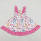 Baby Girls Dress Straps Flowers Dogs Knee Length Dresses GSD0865