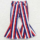 Baby Girls Denim Pants 4th Of July Stripe Jeans Bell Bottoms Pants P0105