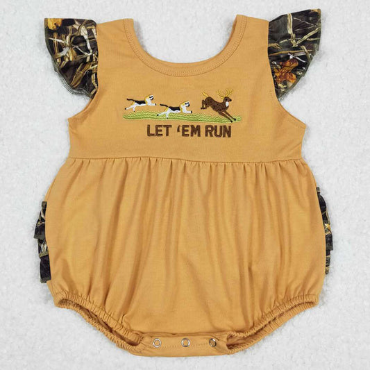 Baby Infant Girls Rompers Let'em Run Flutter Sleeve Deer Rompers SR1219