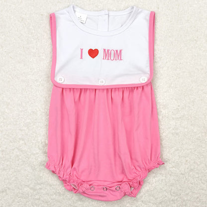 Baby Infant Girls Rompers I Love Mom Bib Rompers SR1434