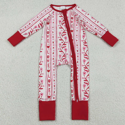 Baby Girls Rompers Hearts Flowers Valentines Two Way Zip Convertible Rompers LR2884 12.23