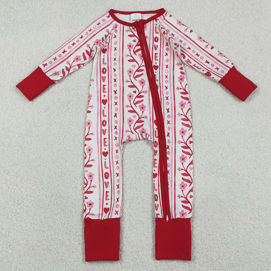 Baby Girls Rompers Hearts Flowers Valentines Two Way Zip Convertible Rompers LR2884 12.23