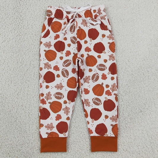 Baby Boys Football Pumpkins Leaves Fall Joggers Bottom P1197