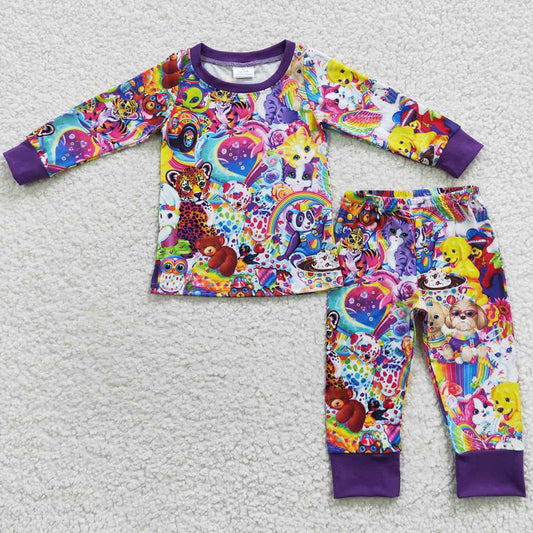 Hot Sale Kids Pajamas Purple Sleepwear Sets BLP0182