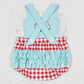 Infant Baby Girls Rompers Fire Truck Checkered Rompers SR0958