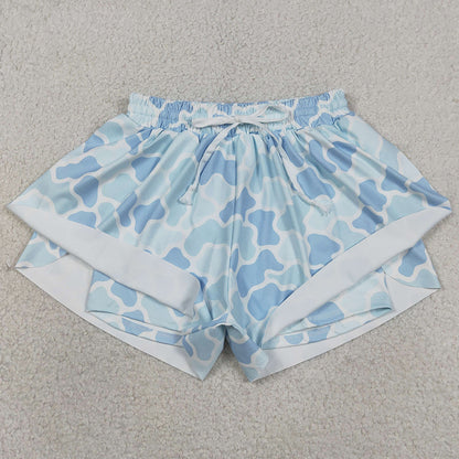 Adult Women Shorts Southern Light Blue Camo Yoga Active Shorts Bottoms SS0769