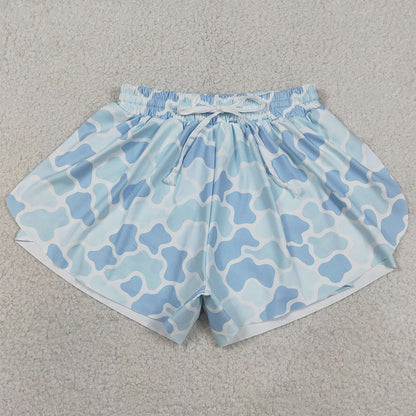 Adult Women Shorts Southern Light Blue Camo Yoga Active Shorts Bottoms SS0769