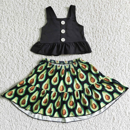 New Design Baby Girls Clothes Summer Kids Clothes Girls Sleeveless Top+Skirt Outfits GSD0081
