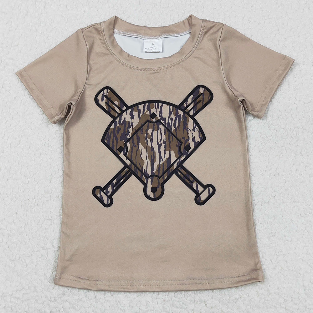 Baby Boys Clothes Short Sleeve Olive Camo Baseballs Team T-shirts Top BT1419 11.21