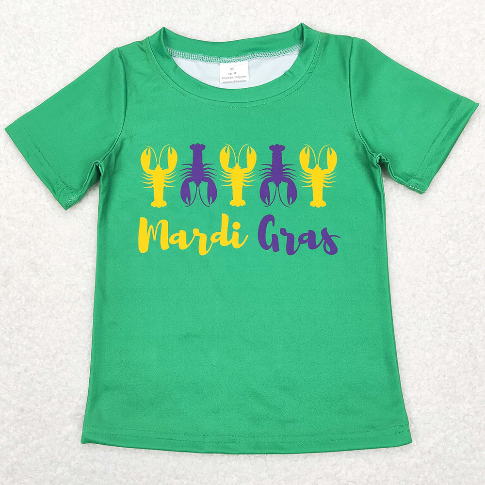 Baby Boys Clothes Mardi Gras Crawfish Green Short Sleeve Tee Shirts Tops BT0501