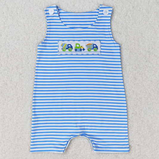 Baby Boys Romper Summer Blue Stripes Sleeveless Constructions Rompers SR1005