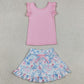 Baby Girls Clothes Pink Vest Colorful Floral Pockets Skirt Short Yoga Active Clothes Set GSD3773