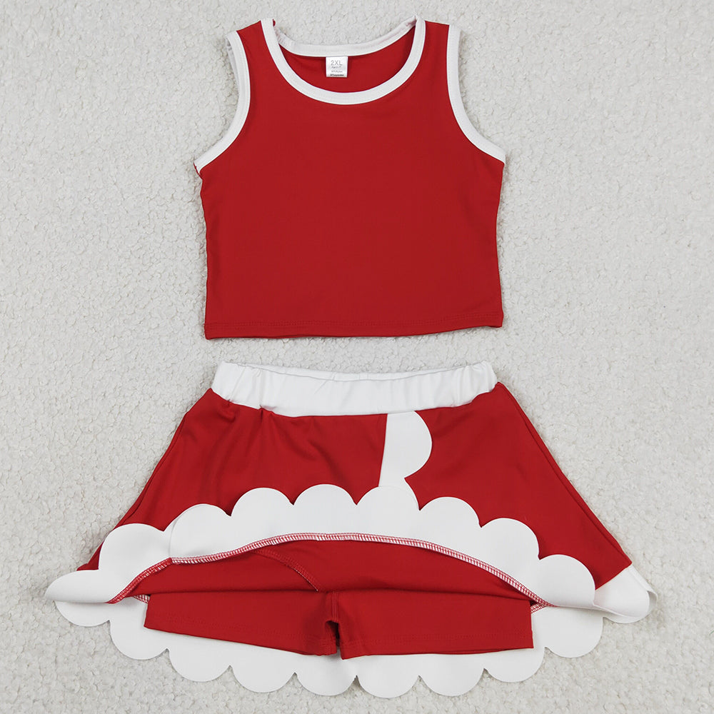 Sibling Baby Girls Sleeveless Vests Top Scallop Skirt Short Yoga Active Clothes Sets