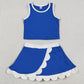 Baby Girls Clothes Sleeveless Blue White Vest Scallop Skirt Short Yoga Active Clothes Set GSD4023