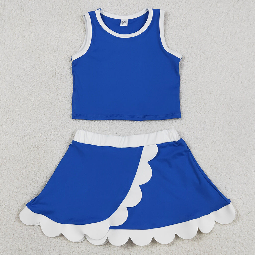 Sibling Baby Girls Sleeveless Vests Top Scallop Skirt Short Yoga Active Clothes Sets