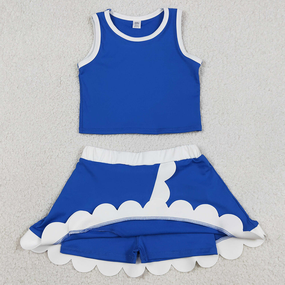 Sibling Baby Girls Sleeveless Vests Top Scallop Skirt Short Yoga Active Clothes Sets