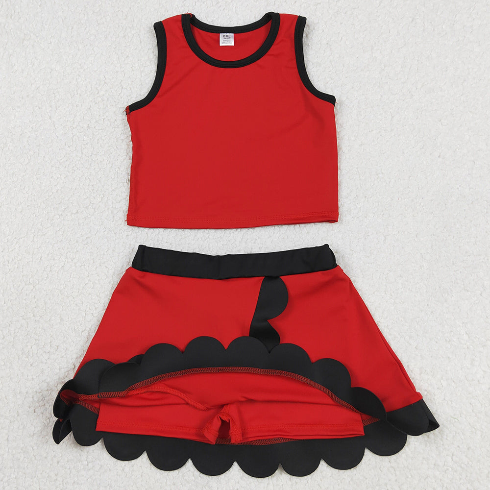 Sibling Baby Girls Sleeveless Vests Top Scallop Skirt Short Yoga Active Clothes Sets